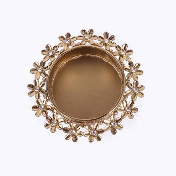 Traditional astonish flower design brass gold plated festival decorative deep / diya 3