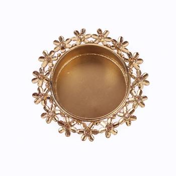 Traditional attractive flower design brass gold plated festival decorative deep / diya 3