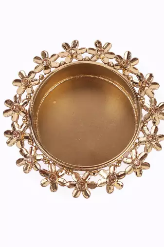 Traditional attractive flower design brass gold plated festival decorative deep / diya