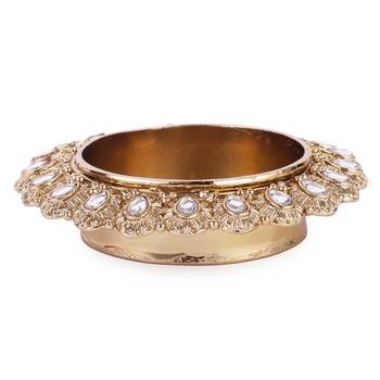 Traditional creative round and oval shape brass gold plated festival decorative deep / diya 1