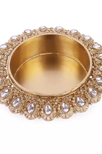 Traditional creative round and oval shape brass gold plated festival decorative deep / diya