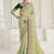 Pista green color handwork and zari-cord tissue viscose saree with designer blouse fabric