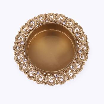 Traditional elegant peacock design brass gold plated festival decorative deep / diya 2