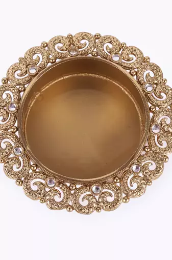 Traditional elegant peacock design brass gold plated festival decorative deep / diya
