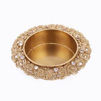 Traditional elegant peacock design brass gold plated festival decorative deep / diya 3
