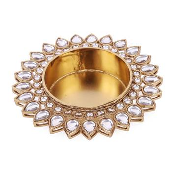 Traditional creative oval and round shape brass gold plated festival decorative deep / diya 1
