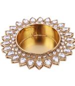 Traditional creative oval and round shape brass gold plated festival decorative deep / diya