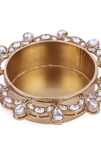 Traditional appealing half moon and oval shape brass gold plated festival decorative deep / diya