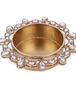 Traditional appealing half moon and oval shape brass gold plated festival decorative deep / diya