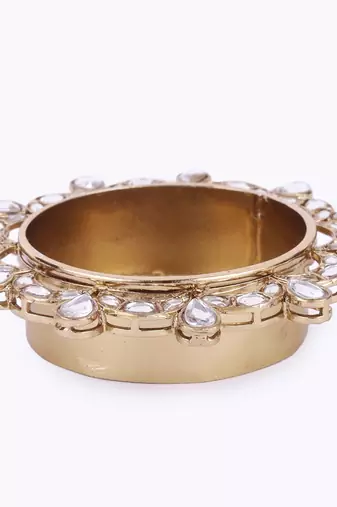 Traditional appealing half moon and oval shape brass gold plated festival decorative deep / diya