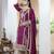 Wine color chinnon silk embroidery work fully stitched salwar suit