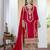 Red color chinnon silk embroidery work fully stitched salwar suit