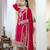 Red color chinnon silk embroidery work fully stitched salwar suit