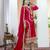 Red color chinnon silk embroidery work fully stitched salwar suit