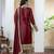 Maroon color chinnon silk embroidery work fully stitched salwar suit