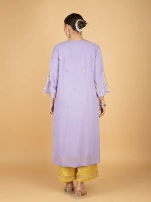 Purple floral embroidered georgette kurta set 5
