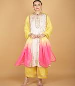 Ivory floral embroidered georgette kurta set