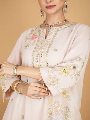 Ivory floral embroidered georgette kurta set 2