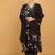 Black floral printed crepe kurta set