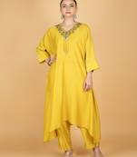 Yellow plain cotton silk Kurta Set