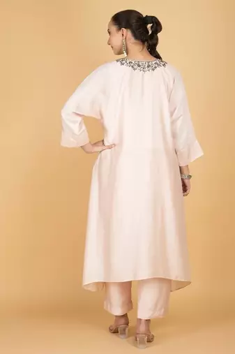 Ivory plain cotton silk Kurta Set