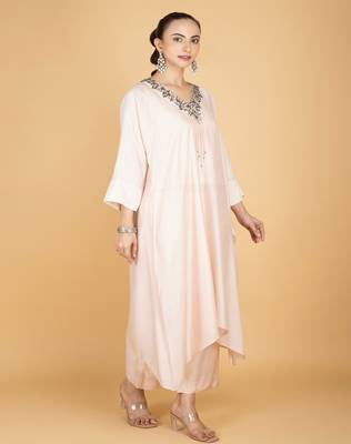 Ivory plain cotton silk Kurta Set 5