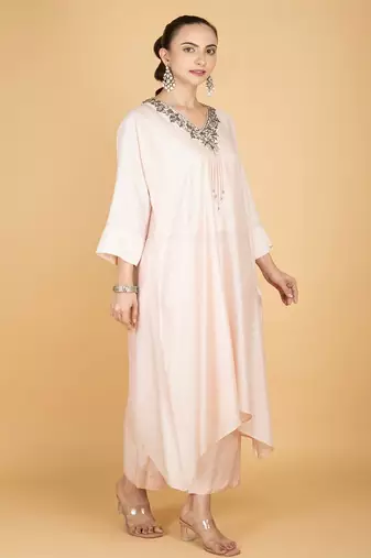 Ivory plain cotton silk Kurta Set