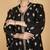 Black floral printed cotton silk kurta set