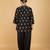 Black floral printed cotton silk kurta set