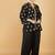 Black floral printed cotton silk kurta set
