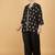 Black floral printed cotton silk kurta set