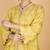 Yellow floral embroidered cotton silk kurta set