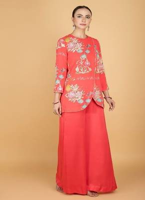 Pink floral printed cotton silk co ord set 2