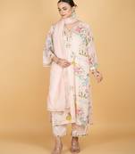 Pink floral printed crepe kurta set