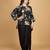 Black floral printed cotton silk co ord set