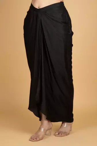 Black floral printed cotton silk co ord set