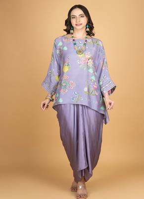 Purple floral printed cotton silk co ord set 1