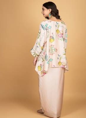 Pink floral printed cotton silk co ord set 5