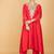 Red floral embroidered cotton silk Kurta Set
