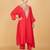 Red floral embroidered cotton silk Kurta Set