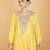 Yellow floral embroidered cotton silk Kurta Set