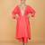 Pink floral embroidered cotton silk Kurta Set