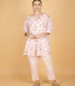 Pink floral printed cotton kurta set