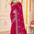 Rani color moss silk zari embroidered work saree with blouse