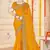 Musturd color moss silk zari embroidered work saree with blouse