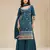 Dark aqua blue color embroideried faux chiffon semi stitched salwar suit