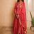Red embroidered dupion silk kurta set
