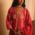 Red embroidered dupion silk kurta set