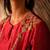 Red embroidered dupion silk kurta set