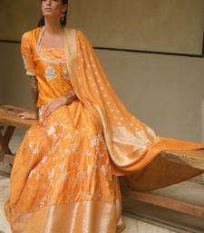 Yellow embroidered dupion silk Lehenga